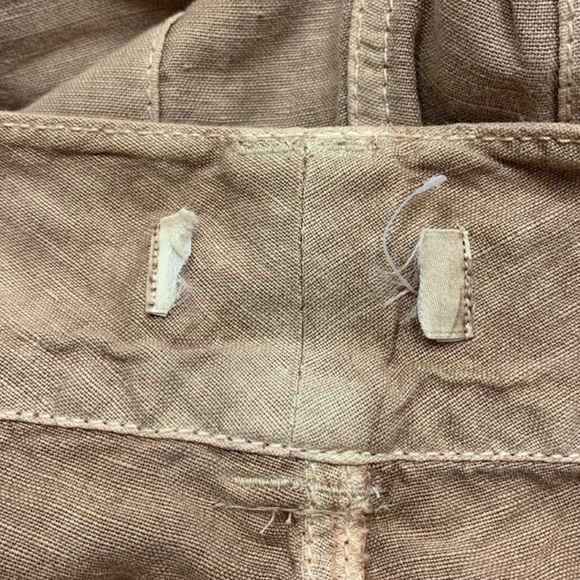 Sundance taupe side crochet lace detail linen blend pants size 6 - Picture 7 of 15